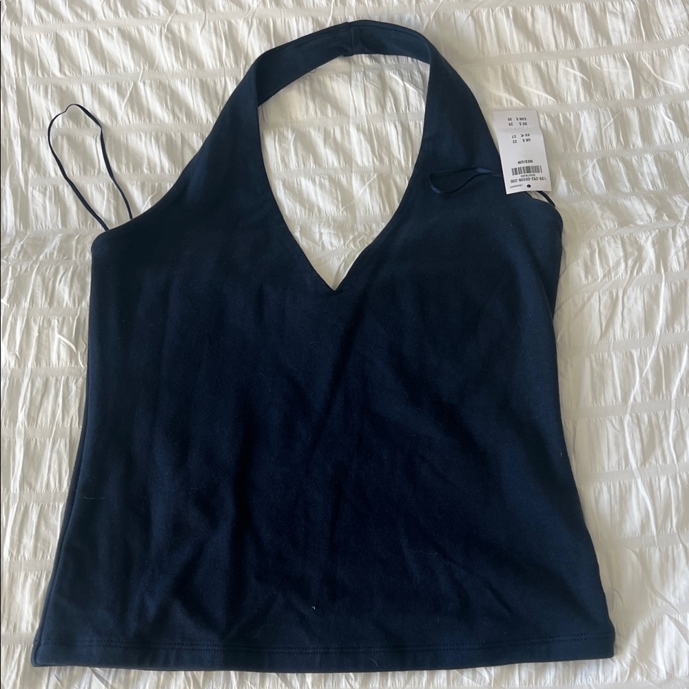 NWT Abercrombie Navy Halter V-Neck Women's Tank Top